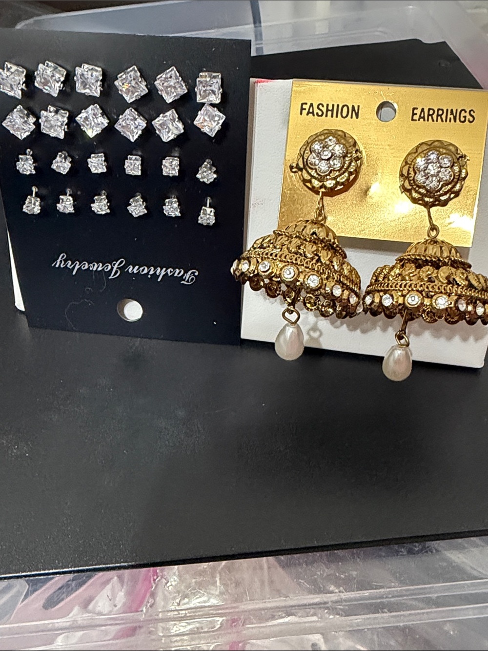 Fashion Gold Jhumka Earrings with Pearl Drop